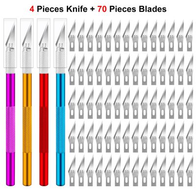 【YF】 Precision Non-Slip Metal Scalpel Engraving Craft Set 4 Hobby Handle   70 Carving Blade Scrapbook Art Cutter