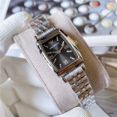 【Silver】แบรนด์ Tide Armani นาฬิกาผู้หญิงสายสแตนเลสผู้หญิงนาฬิกาควอตซ์หน้าปัดสีเงินนาฬิกาข้อมือแฟชั่นหรูหรา