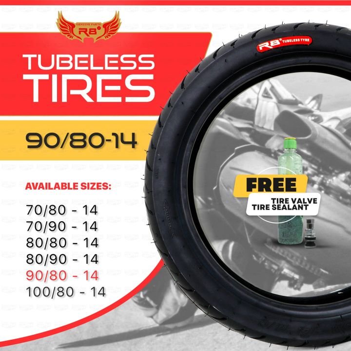 R8 TUBELESS TIRE 90/80X14 WITH SEALANT AND PITO (9861207) Lazada PH