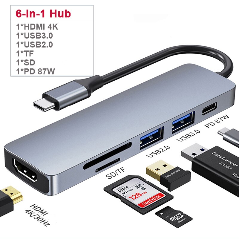 SD/Micro SD Card USB C Docking Station with DisplayPort HDMI and VGA USB C Dock Witch 87W Power Delivery Audio 3 USB 3.0 Ports Docking Station Dual Monitor for Windows Laptops Gigabit Ethernet 