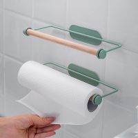 Kitchen Paper Towel Rack Iron Hanging Rack Oil Absorbing Paper Fresh Keeping Film Storage Rack Hole Free Rag Roll Paper Rack