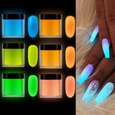 3pcs Glow In The Dark Acrylic Nail Powder Professional Nail Art Decoration Luminous Dipping Pigment For Manicure Acrylique Ongle