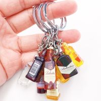 Wine Bottle Keychain Resin Simulation Mini Beer Cocktail Men Women Boyfriend Key Chain Alcohol Lovers Fathers Day Gift