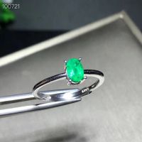 Natural emerald ring fashionable gem quality deep color 925 silver customizable size number