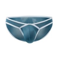 Men High Fork Briefs Mesh Sexy U Convex Briefs Elasticity Underwear Male Pouch Panties Breathable Low Rise Lingerie Calzoncillos