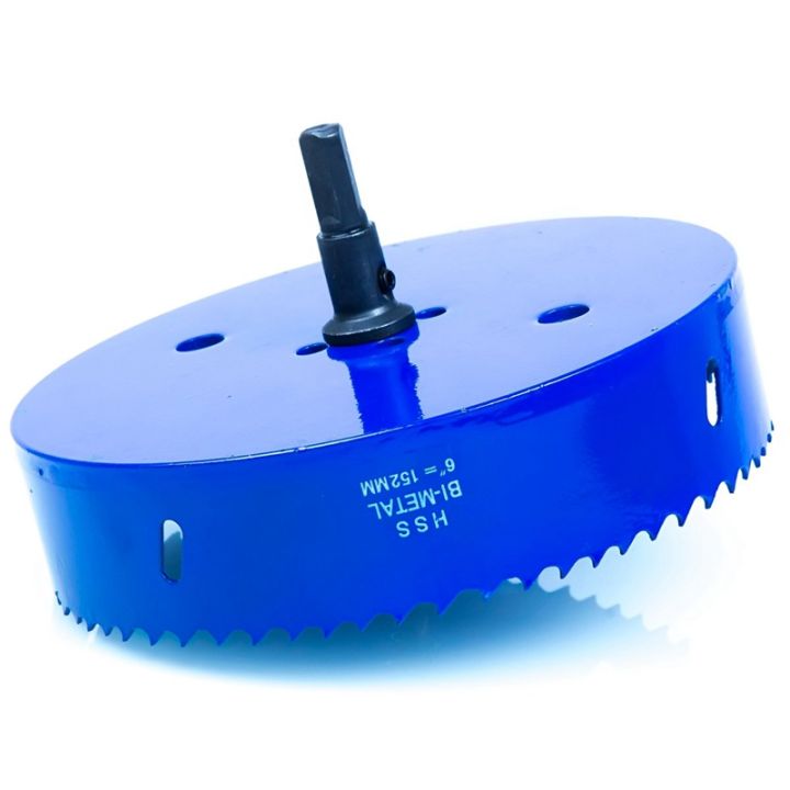 6-inch-152-mm-hole-saw-blade-for-cornhole-boards-corn-hole-drilling-cutter-amp-hex-shank-drill-bit-adapter-blue