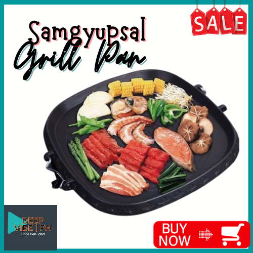 Square Korean Samgyeopsal Samgyupsal Stove Top Grill Pan Barbecue BBQ