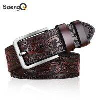 Men Belt Genuine Leather Belt  Laser engraving Luxury Strap Male Belt New Fashion Retro pin buckle Belts