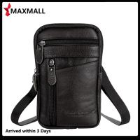 ?Quick Arrival?Genuine Leather Men Shoulder Bag Casual Messenger Zip Phone Pouch (Black)?Arrive 1-3 Days?