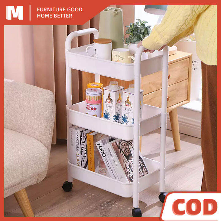 Trolley Cart Organizer 3 Layer Kitchen Storage Trolley Cart Shelf With