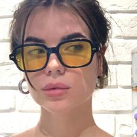 ☇♙ Vintage Square Sunglasses Woman Mirror Retro Rivet Yellow Sun Glasses Female Brand Designer Fashion Black Oculos De Sol