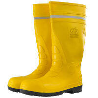 YELLOW SAFETY BOOT 40 cm รองเท้าบูทยาง สูง 40cm หัวเหล็ก พื้นเหล็ก บนเหลืองพื้นดำ กันกรดด่าง ห้องเย็น