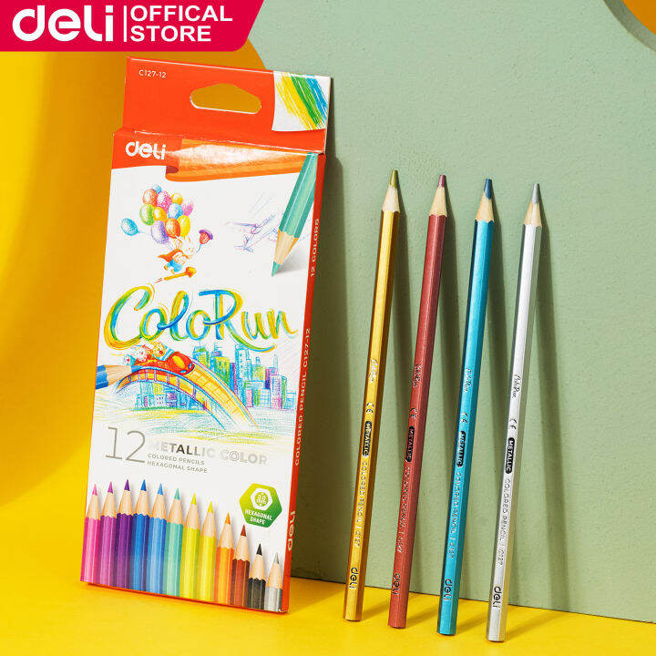Deli Colored Pencils EC127-12 Metallic (12 Colors/box) | Lazada PH