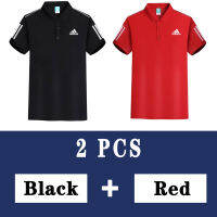 2 ชิ้น Adidaseˉ เสื้อโปโลผู้ชายธุรกิจลำลองเสื้อยืดแขนสั้น