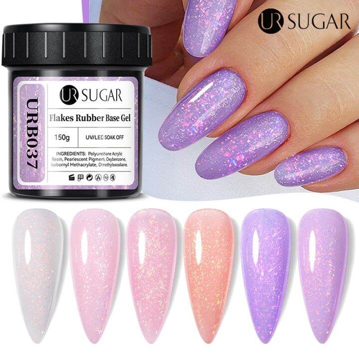 UR SUGAR 150g Aurora Chameleon Rubber Base Gel Selfleveling Flakes