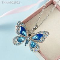 ◎ Fashion Silver Color Crystal Rhinestone Butterfly Pendant Necklaces for Women Long Chain Animal Necklaces Jewelry Party Gift