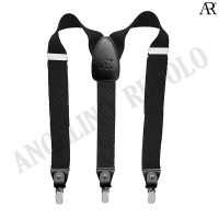 ANGELINO RUFOLO Suspenders(สายเอี๊ยม) 3.5 CM. รูปทรงYแบบปรับความยาวได้ คุณภาพเยี่ยม ดีไซน์ Chessboard สีดำ/สีเลือดหมู/สีกรมท่า