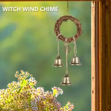 Witch Bells Wreath, Hanging Bells for Door Protection, Green Witch