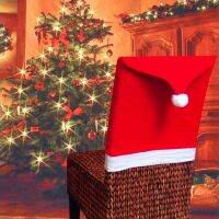 Christmas Santa Hat Chair Back Cover Home Party Dinner Table Decorative Case Festive Art Kitchen New Year Accessory Sofa Covers  Slips