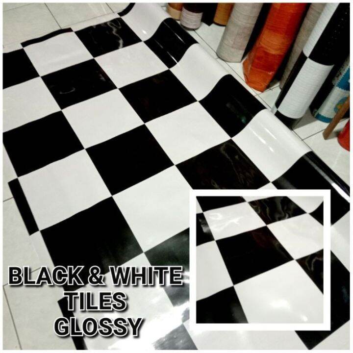 LINOLEUM BLACK AND WHITE TILES GLOSSY Rubberized Floormat | Lazada PH