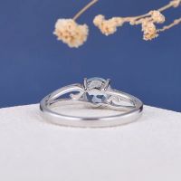 Cincin Pernikahan Berlian Perak S925 Fashion Wanita Crystal Aquamarine Pertunangan Rings