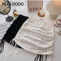 สายรัดเอวสูงสำหรับผู้หญิงสีทึบ MODE Korea PEAR DODO สำหรับกระโปรงทรงเอ