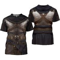 ใหม่ Vintage Armor 3D พิมพ์ฤดูร้อนชายเสื้อคอกลม ลำลองแขนสั้นบวกขนาดเสื้อยืด เสื้อยืดแฟชั่น เสื้อผ้าผู้ชาย