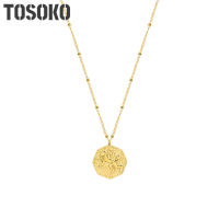 TOSOKO Stainless Steel Jewelry Animal Lion Octagonal Square Pendant Sweater Chain Retro Fashion Necklace BSP792