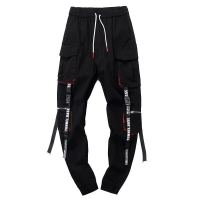 Streetwear Hip Hop Cargo Pants Pockets Men Casual Harajuku Harem Pants Pockets Ribbons Joggers Pants Black HipHop Sweatpants