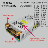 แหล่งจ่ายไฟพร้อมจอแสดงผลดิจิตอล12V รับประกัน Ymzn20 AC DC 5V 12V 24V 36V 48V ปรับสวิตช์จ่ายไฟสลับได้60V 80V 120V 160V 220V 480W