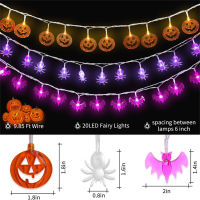 ฮาโลวีนไฟ Led เชือก8โหมด3d ฟักทองค้างคาวแมงมุมโคมไฟชุดที่มีตัวจับเวลาสำหรับในร่มกลางแจ้ง