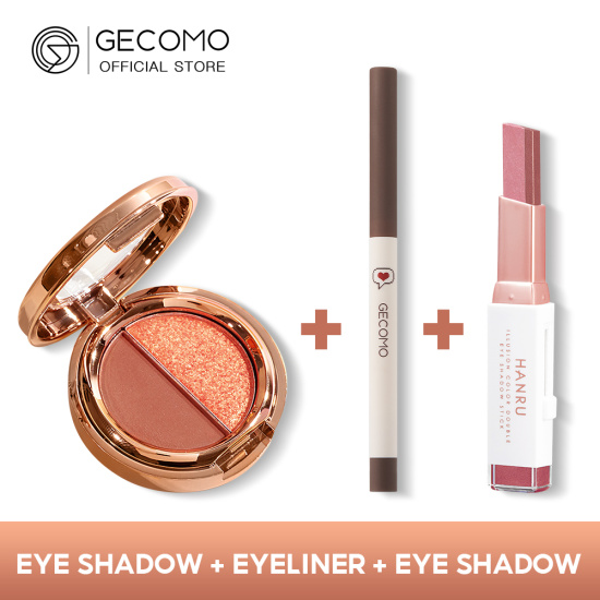 Gecomo bộ trang điểm mắt bảng phấn mắt mờ + bút chì kẻ mắt bền màu + 3 que - ảnh sản phẩm 1