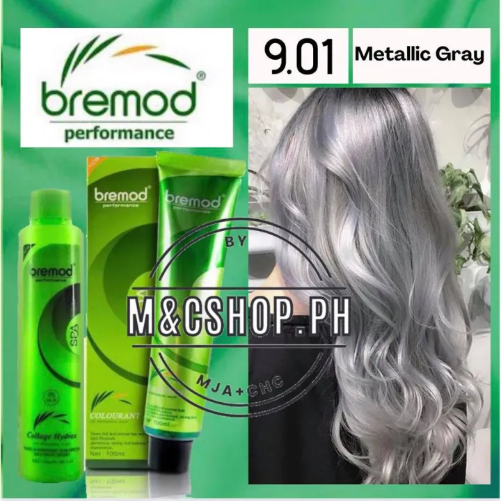 BREMOD Hair Color 9.01 METALLIC GRAY 100ml with OXIDIZING CREAM 100ml
