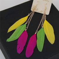 QianXing Shop Feather Earrings Long Tassel Pendent Ear Stud Fashion Exquisite Jewelry Chic
