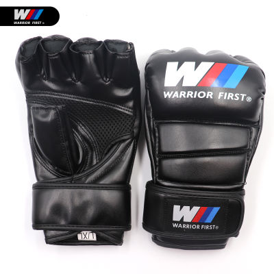 Half Finger Boxing Gloves PU Leather MMA Fighting Kick Boxing Gloves Karate Muay Thai Training MMA Gloves SL Size