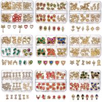 24/30Pcs Random Luxury Nail Dangle Rhinestone 6Grids/Box Zircon Crystal Parts 3D Charms Random Bulk Gems Jewelry Nail Decoration