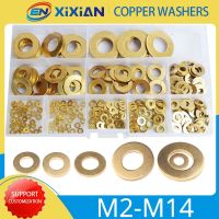 325pcs M2 M2.5 M3 M4 M5 M6 M8 M10 M12 M14 Copper Gasket Set Brass Flat Washer Metal Metric Standard Hardware Assortment Kit