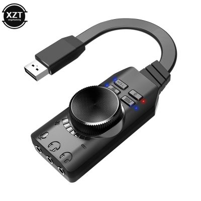 การ์ดเสียงเกมคอมพิวเตอร์ USB ภายนอก7.1ช่องสำหรับการเล่นเกม PUBG การ์ดเสียงภายนอก3.5มม. อะแดปเตอร์ USB ปลั๊กแอนด์เพลย์สีดำ LSK3825การ์ดเสียง