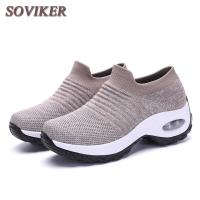 SOVIKER รองเท้าผ้าใบสำหรับผู้หญิงถักรองเท้าหัดเดินผู้หญิงแผ่นรองรองเท้าวิ่งอากาศผู้หญิงรองเท้าผ้าใบลำลองตาข่ายแบน