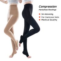 【CC】✹♞₪  Legbeauty 34-46mmHg Compression Stockings Varicose Veins Size Pantyhose Toe Class 3 Pressure Pants Brace