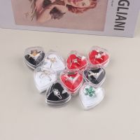 5pcs/lot 3 Color Options Jewelry Package Ring Earring Box Acrylic Transparent Wedding Packaging Jewelry Heart-Shape Box