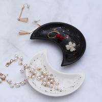 Ceramic Moon Shape Small Jewelry Dish Earrings Necklace Ring Storage Plates Display Bowl Decoration Tray