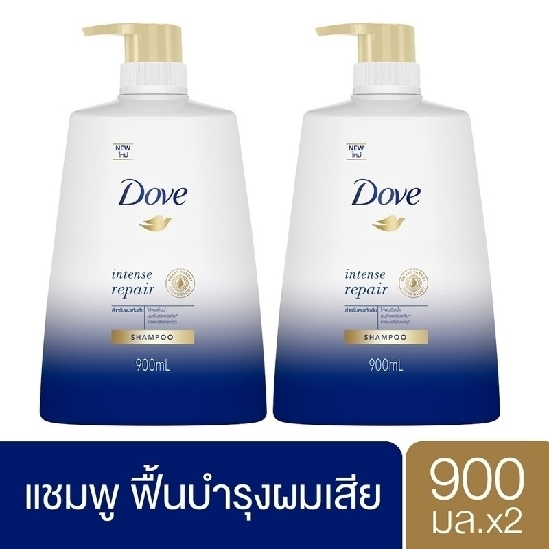 ซื้อที่ไหน [ส่งฟรี] โดฟ แชมพู อินเทนซ์ รีแพร์ บำรุงล้ำลึก สีน้ำเงิน 900 มล x2 Dove Shampoo Intense Repair Dark Blue 900 ml x2 (ยาสระผม)