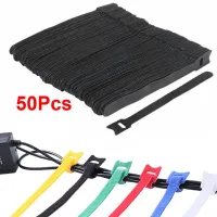 50X Reusable Cable Cord Nylon Strap Hook Loop Ties Tidy Self-Adhesive Tool 50Pcs 1.2X15CM Reusable Cable Nylon Strap Black TSLM1 Cable Management