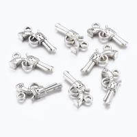 20pc Gun Alloy Pendants Revolver Pendant Lead Free and Cadmium Free Antique Silver about 22mm long 11mm wide 3mm thick hole: 2mm