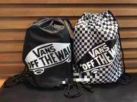 Vansลายสก๊อตสีดำผู้ชายและผู้หญิงกระเป๋าเป้สะพายหลัง Drawstring แบบพกพา Drawstring Pocket