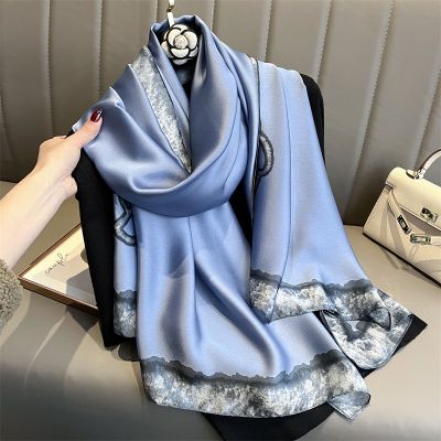 ✺﹍ Women Silk muslim hijab Scarf Luxury Design Print Lady Shawl Scarves Smooth Foulard Female hijab Sunscreen outdoor beach towel