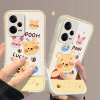 เคส Redmi Note 12 Pro 5G Redmi Note 12 Pro Plus เคสโทรศัพท์ขาตั้งที่มองไม่เห็นปลอกอ่อนน่ารักเคสลายการ์ตูน Bulit-In Air-Cushion All-IND เคสโทรศัพท์ป้องกันเลนส์แบบรวม