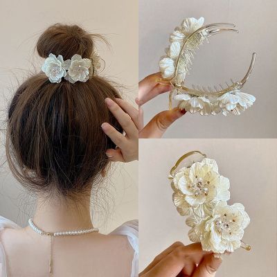 【CW】 Fashion Flowers Meatball Fixed Hair Claw Clip Korean  Temperament Hairpin Accessories