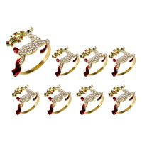 8 Piece Set of Rhinestone Deer Napkin Ring is Suitable for Table Setting Suitable for Wedding Reception, Christmas